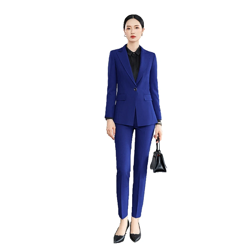 

Новинка Весна 2023, элегантный женский брючный костюм, повседневный жакет и брюки, комплект из двух предметов, офисный спортивный костюм, комплекты из блейзера и брюк