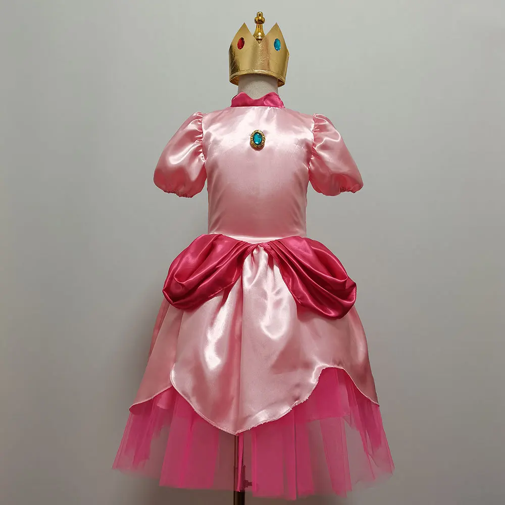 Costume de petite princesse Marios Peach pour enfants, robe de paupières  d'Halloween pour filles, couronne de jeu classique, princesse Brother  Cosplay - AliExpress