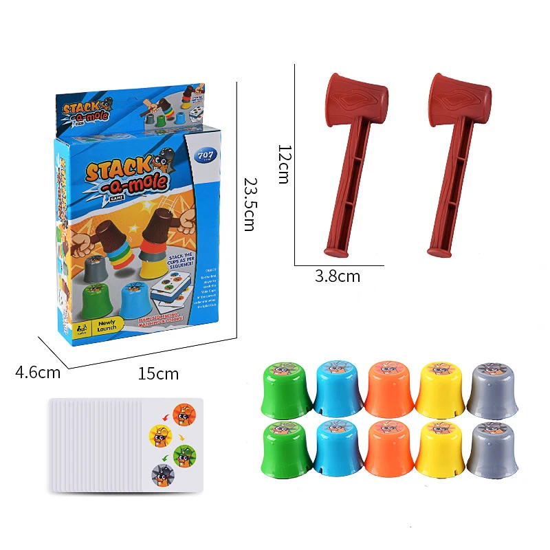Quick Stacking Cup Game 20 Challenges Color cognition Children's Puzzle Hammering Gopher Party Game Toys for kids Competition 6
