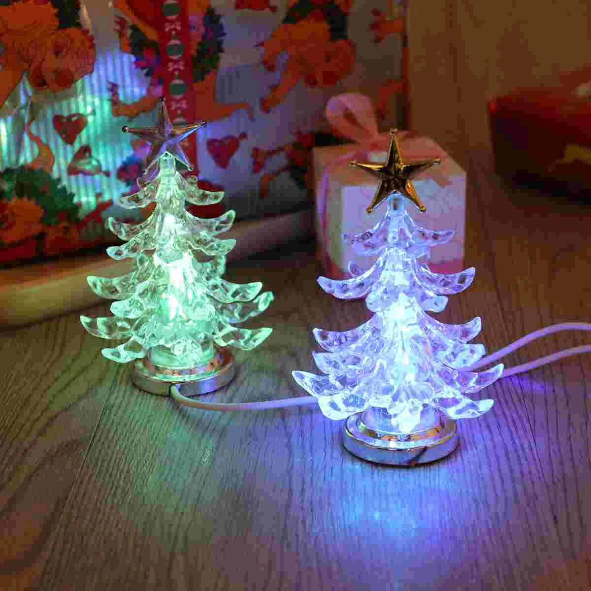 Glowing Christmas Tree LED Light USB Night Light Flashing Light Table Lamp Decorative Bedside Lamp for Home Christmas Gifts