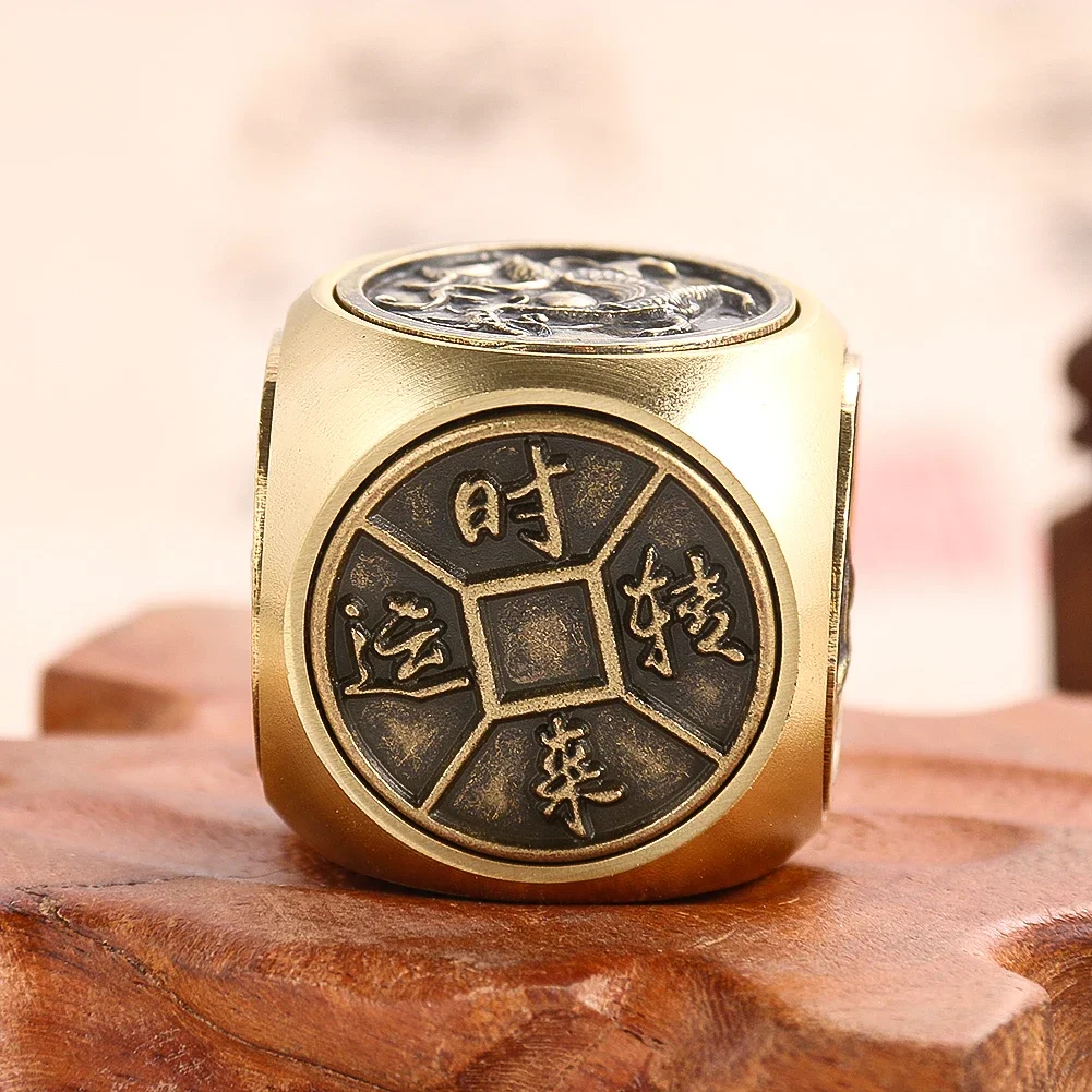 1PC Sechs Seiten Beast Transfer der Waren Reines Kupfer Dekompression Würfel Hand Stück von Artefakt Ziehen Reichtum Feng Shui Ornament