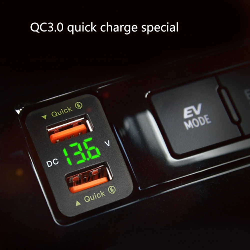 36W Fast Car Charger QC3.0 Dual USB Fast Charger with Red Voltage Waterproof Mobile Phone for Toyota