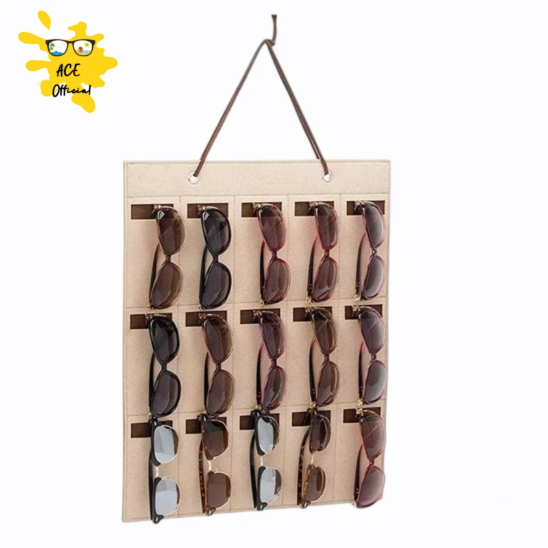 

New High quality 15 Grids Glasses Organizer Storage Wall Hanging Bag Sunglasses Eyeglass Container
