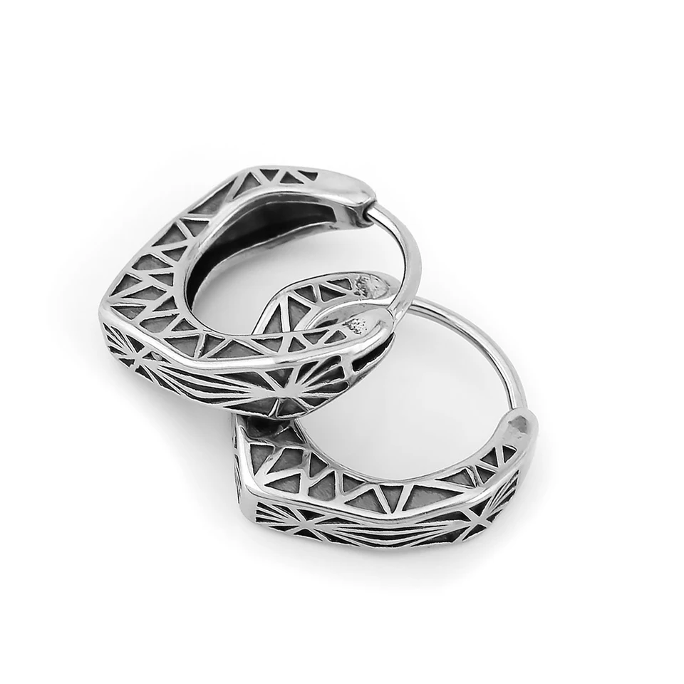 Orecchini A Cerchio Vikinghi In Argento 925 - Unisex, Rune Nordiche, Gioielli Uomo E Donna