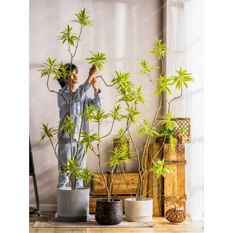 

Artificial Lily Green Plant Bonsai Fake Trees Green Plant Indoor Living Room Showcase Landscape Bionic Ornaments