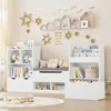 72” Kids Bookshelf with Reading Nook, Super Large Toy Storage Organizer with Seat Cushion and 3 Movable Drawers 1