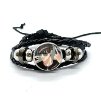 New 19 Days Old Xian He tian Jian Yi Cosplay Figures Black Leather Bracelets Glass Dome Multilayer Braided Bangles Jewelry Gifts 1