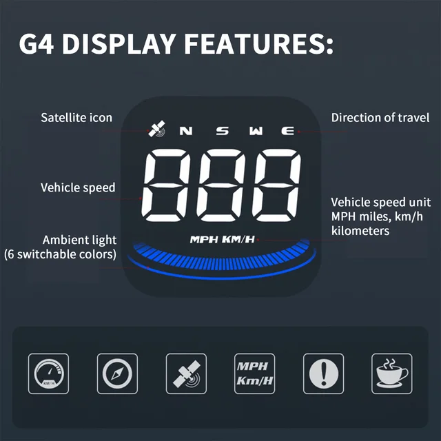 Autos Heads-Up Display G4 Auto HUD Digitale GPS Tachometer Mit Speedup Test  Bremse Test Überdrehzahl Alarm Led-anzeige Universal - AliExpress