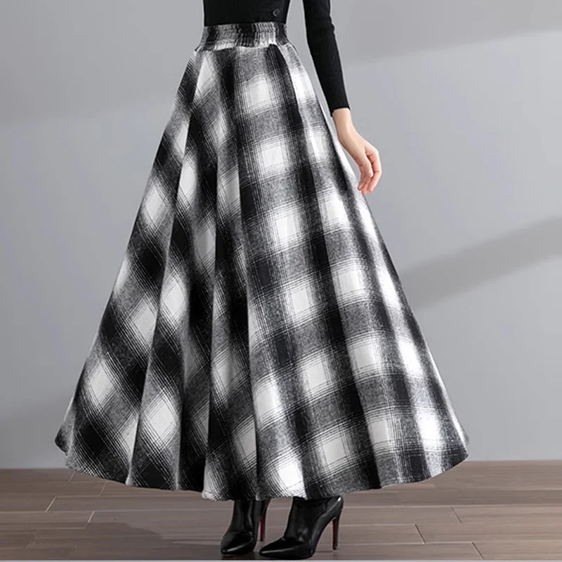 Plaid Skirt Women's Plus Size Maxi Skirts Vintage 2024
