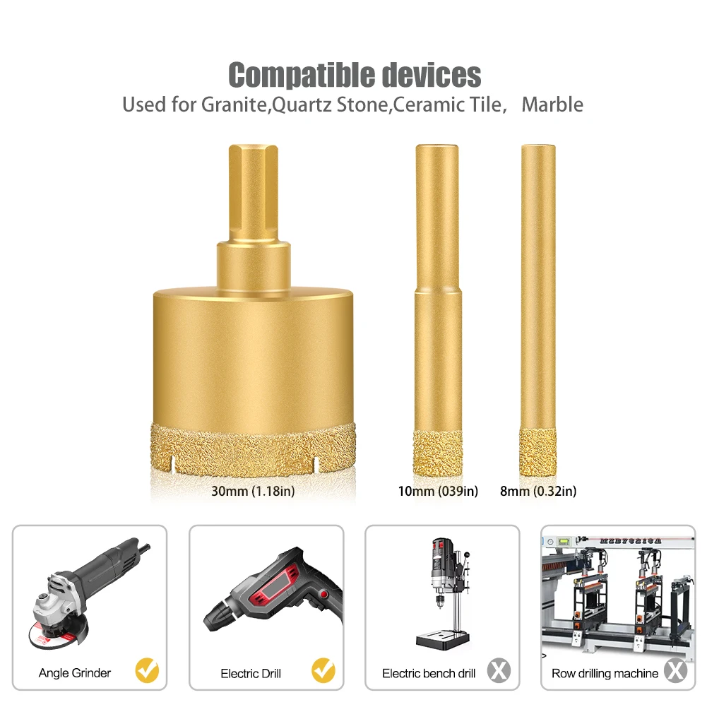 High-Grade Diamond-Coated Drill Bit for Tile, Marble, Glass, and Ceramic Drilling