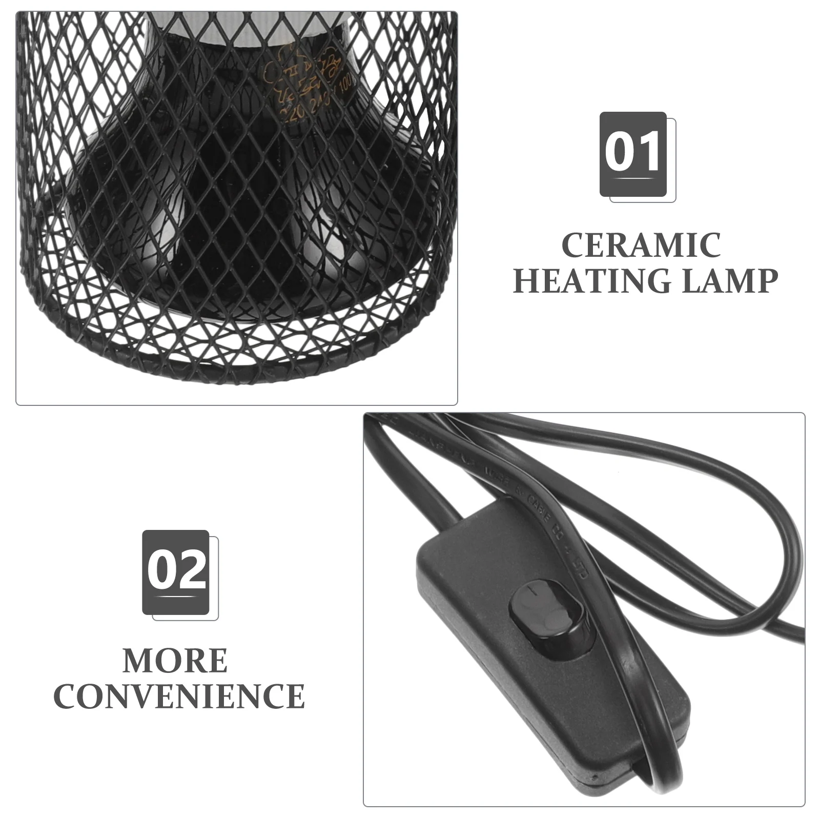 Reptile Heating Lamp Ceramic Heat Lamp Reptile Heat Lamp Bulb Bird Bulb Lizard Heater With Shade (EU Plug) Pet Ceramic Heating Cover Set