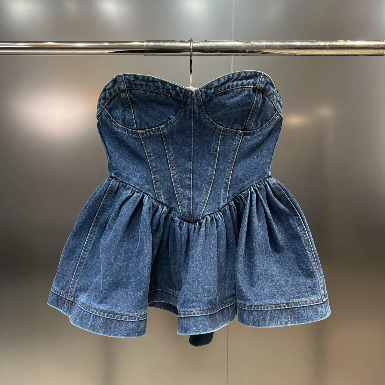 

Women's Denim Vest 2023 New One-Line Collar Tucked Waist Shaggy Denim Blazer Vest Free Shipping