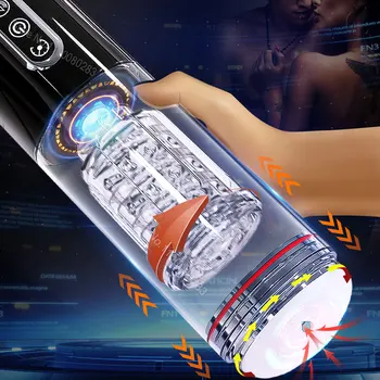 Automatic Sucking Male Masturbator with Rotating&Thrusting Fast Orgasm Realistic Vaginal Sex Machine Hands Free Sex Toys for Men