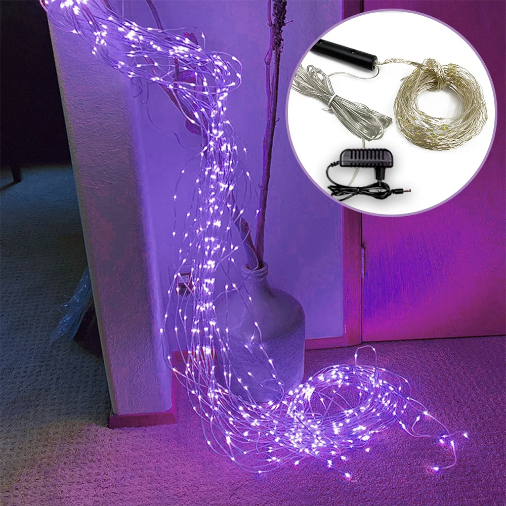 Enchanted Purple LED Waterfall Fairy String Lights for Holiday and Event Decoration
