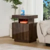 Nightstand with Led Lights Modern Night Stand Led Bedside Table for Bedroom Storage with Removable Shelf 4