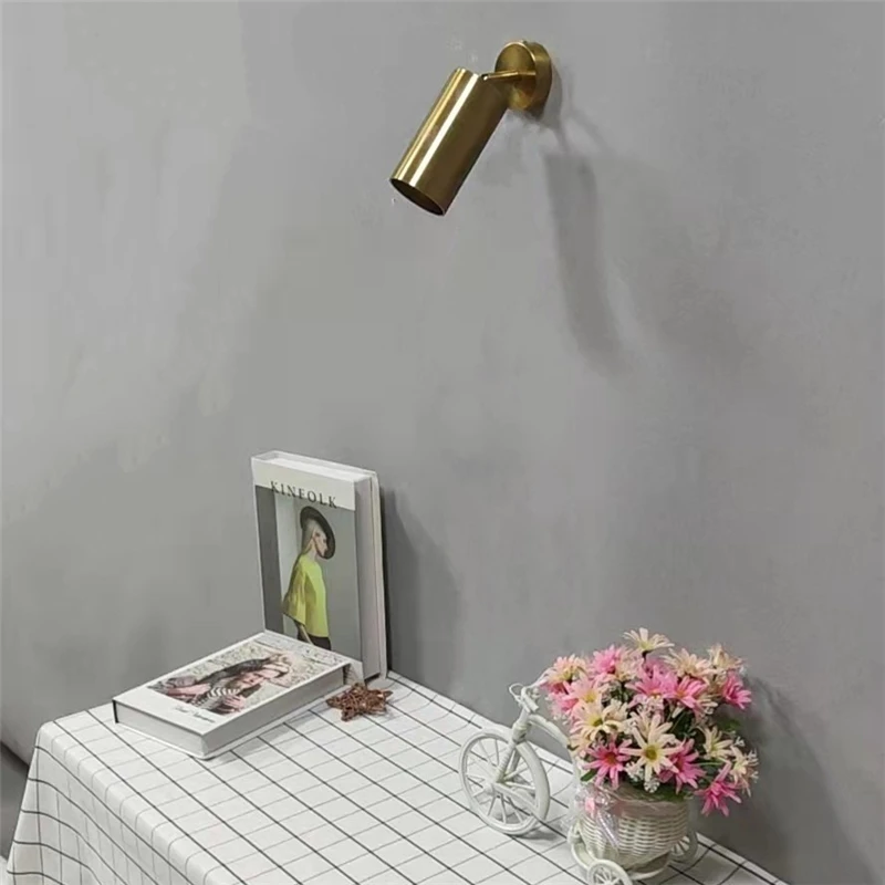 현대적인 미니멀리스트 천장 조명 360 ° 회전식 구리 색상 LED 천장 트랙 통 5W E27 전구 교체 가능한 벽 스포트 라이트
