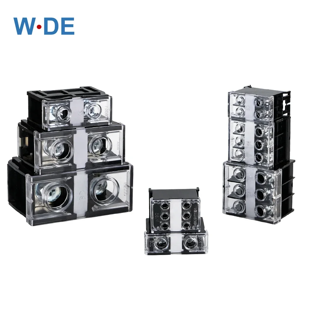 DIN Rail Terminal Block DIN Rail 1 Piece DIN Rail Terminal Block IN Type Junction Box 600V 20/30/50/60/90/130/240A Split High Current Brass Wire Connector