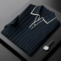 Chemises polo pour hommes Minglu en lin lyocell, col en V, été, luxe, manches courtes, couleur unie, décontracté, business, t-shirts pour hommes 1