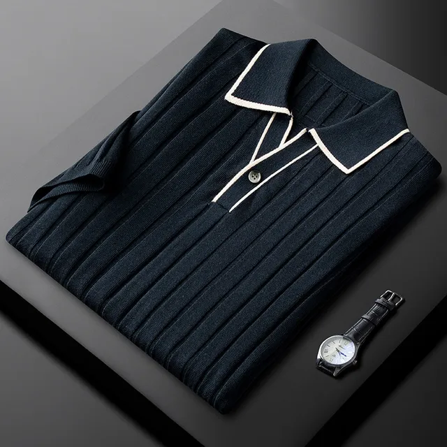 Chemises polo pour hommes Minglu en lin lyocell, col en V, été, luxe, manches courtes, couleur unie, décontracté, business, t-shirts pour hommes 1