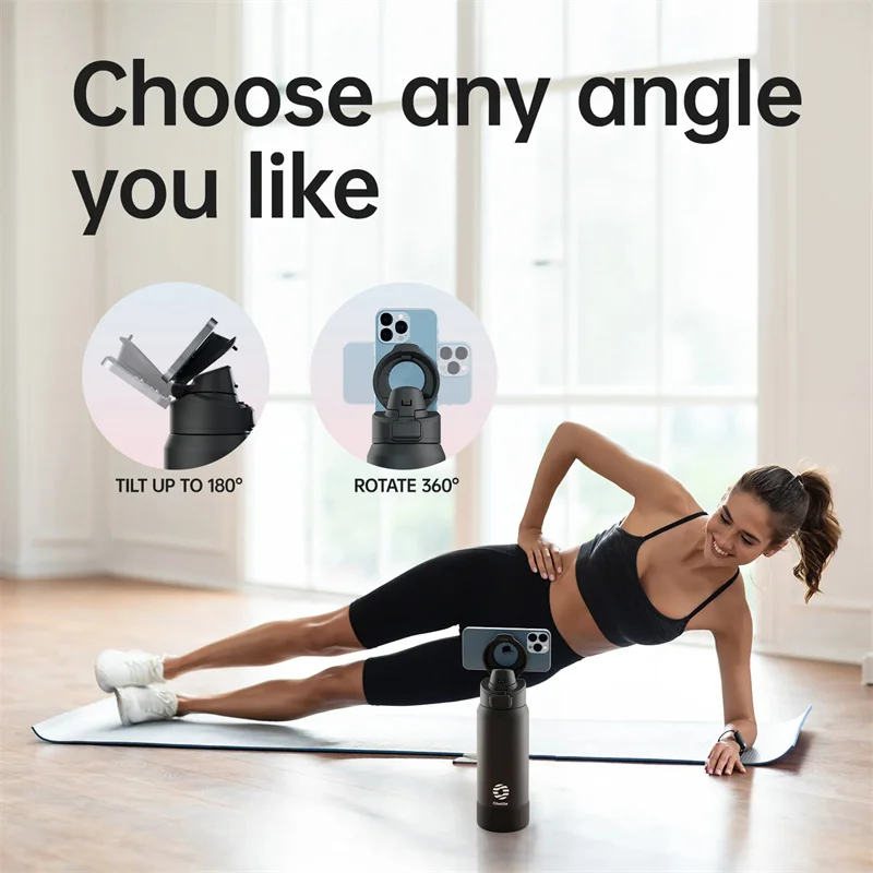 710/950ml Insulated Water Bottle with Magnetic Lid Gym Fitness Water Cup with Phone Holder Thermal Bottle Vacuum Flask Insulated view 3
