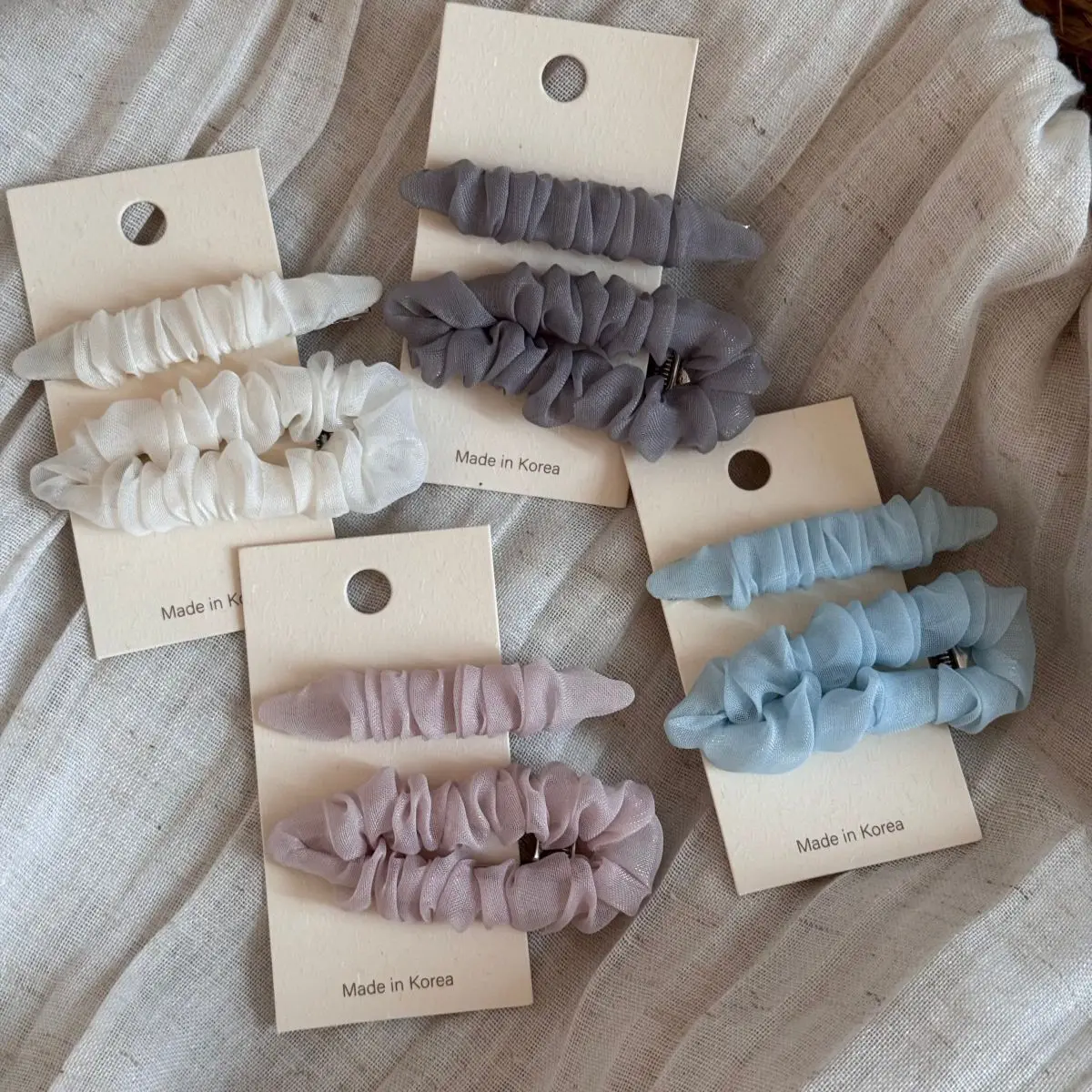 Set di fermagli per capelli eleganti alla francese, in organza a rete, fermagli irregolari, fermagli semplici per frangia, accessori per capelli alla moda per donna - immagine 3