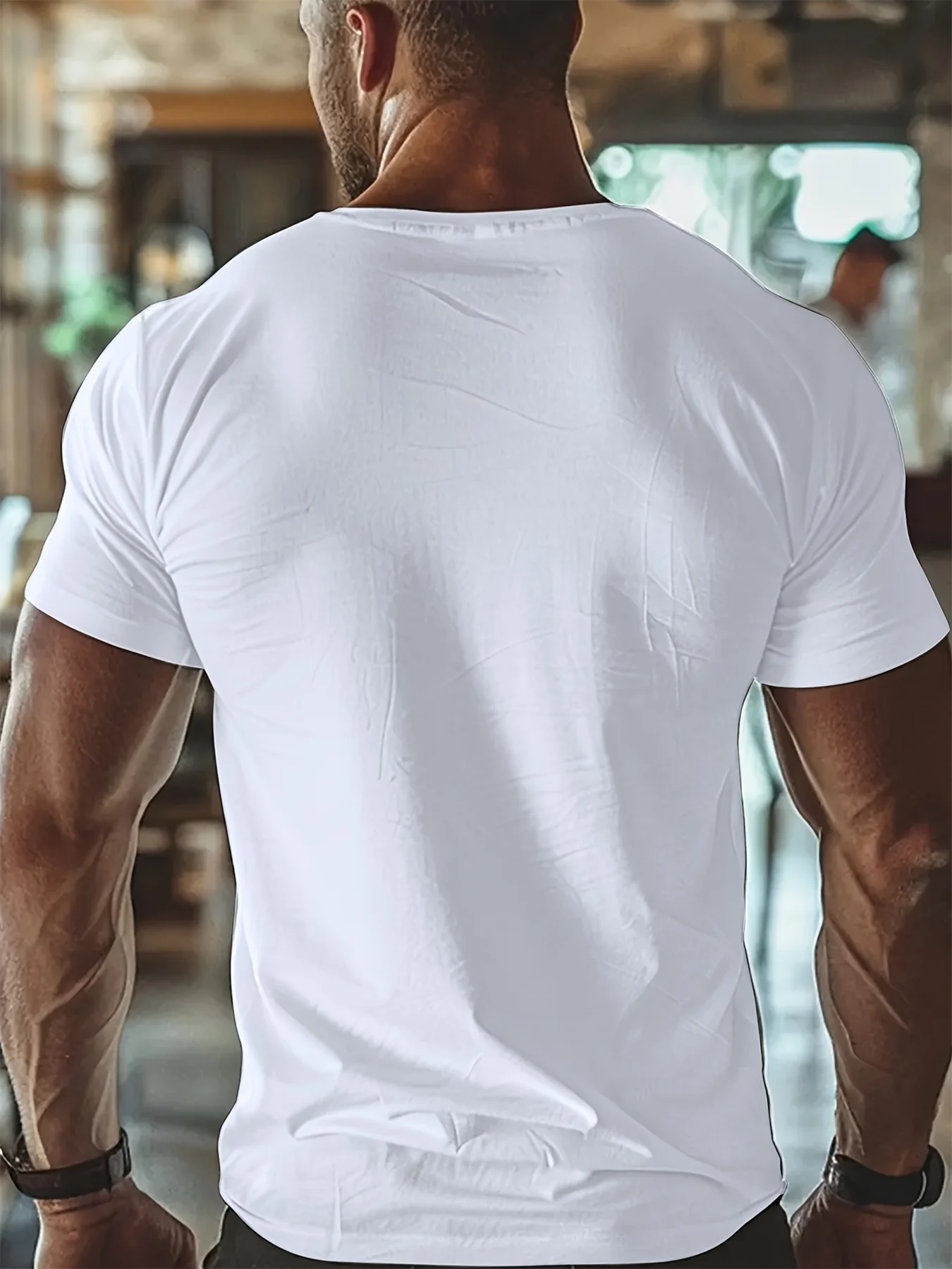 Herrenmode-T-Shirt in Übergröße 1XL-7XL, lässige, lockere T-Shirts, mehrfarbig, optional bedruckt, Sport, Rundhalsausschnitt, kurze Ärmel, Top-Kleidung – Detail 9