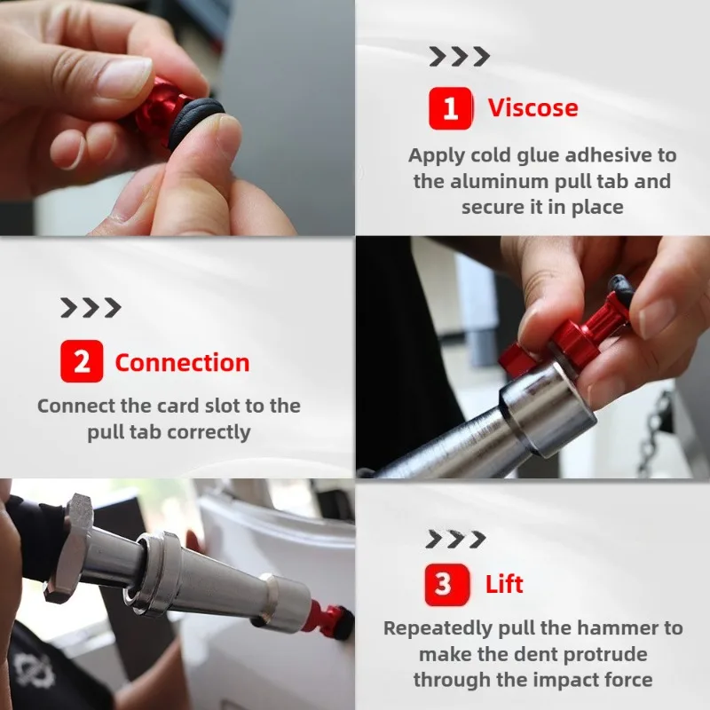 Built-in spring Telescopic Small Pull Hammer Car Dent Repair Sliding Hammer Mini Anti-Skating Hail Pull Hammer Tool Set