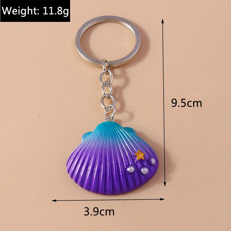 Niedlichen Sommer Strand Muschel Schlüssel bund Marine Leben Schlüssel ring Anhänger für Schlüssel halter Frauen Mädchen Handtasche Zubehör DIY Schmuck Geschenke – Detail 2