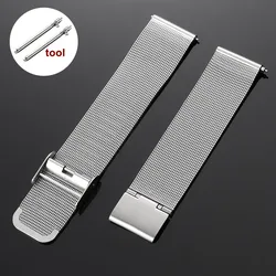 Elegant Stainless Steel Milanese Loop Mesh Watch Band with Quick Release - 22mm (Silver)
