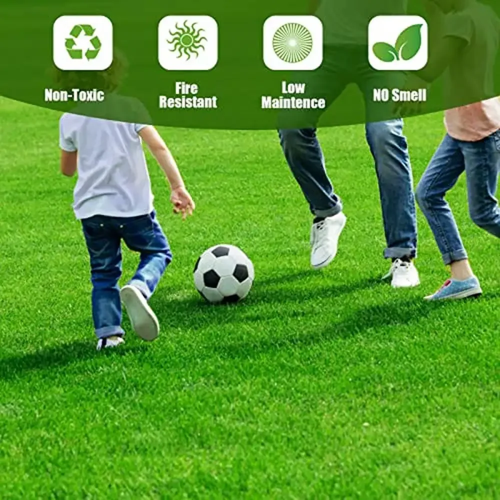 8mm Realistic Artificial Grass Rug 4ft 11in x 8 ft Indoor Outdoor Fake Turf Carpet Non-Slip Patio Play Area Garden Pet-Friendly