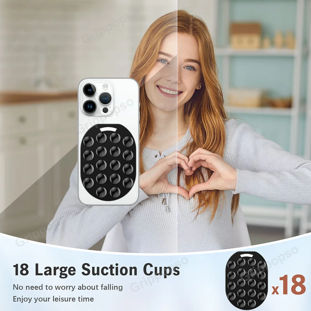 Grippopso Suction Cup Phone Mount For Magsafe Phone Grip Silicone Suction Phone Stand For iPhone For Samsung Cellphone Grip Hold — view 3
