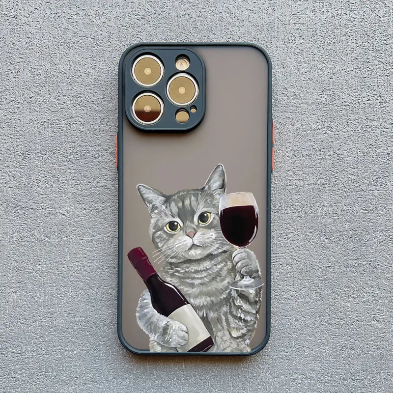 Charming Happy Cat Red Wine Decorative Phone Case