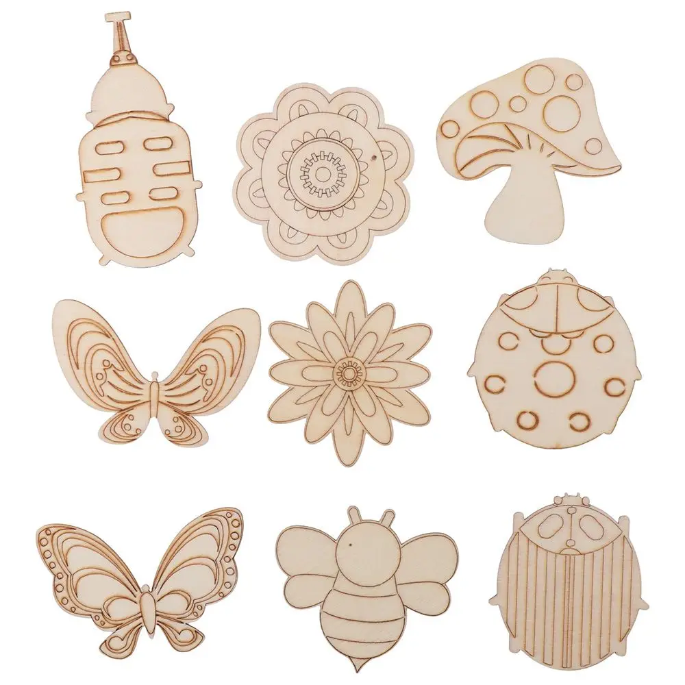 

30pcs Plants Animal Wooden Slices Unfinished Wooden Animal Unfinished Wooden Slices Blank Butterfly Bee Ornaments