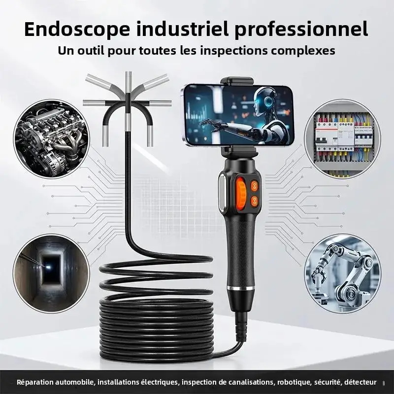 CAKI 360° Degree Rotation Endoscope Camera 6mm Lens HD Waterproof Sewer Camera IP67 for Automotive IOS Android suitable 4