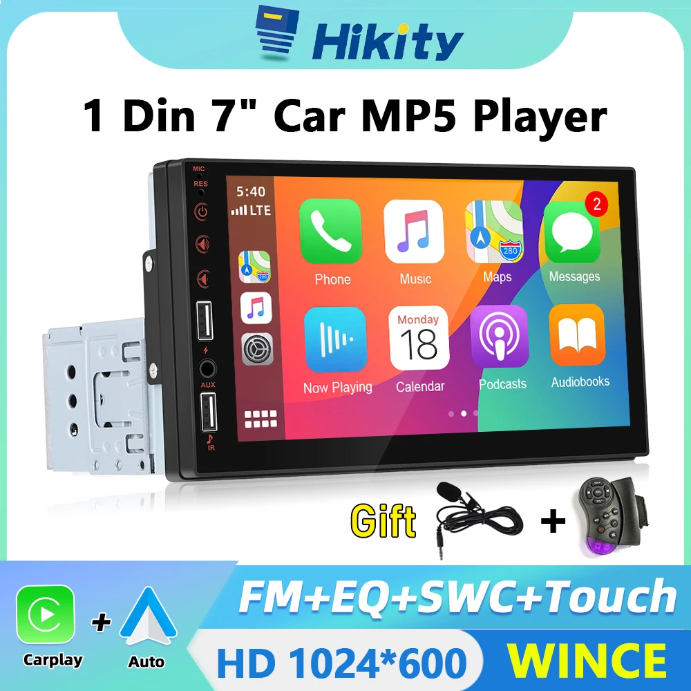 Hikity 1Din Autoradio Lettore Mp5 7 "Audio Stereo Autoradio Lcd Touch Screen Bluetooth Car Audio Supporto Mirror-Link