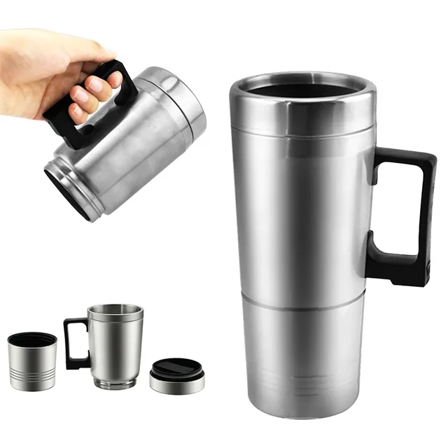 Heating 12 V 300ml Steel Mug Cup Car Auto Adapter Thermos Heated Travel Mug  Cup Kettle Mug Travel Essential Parts - AliExpress