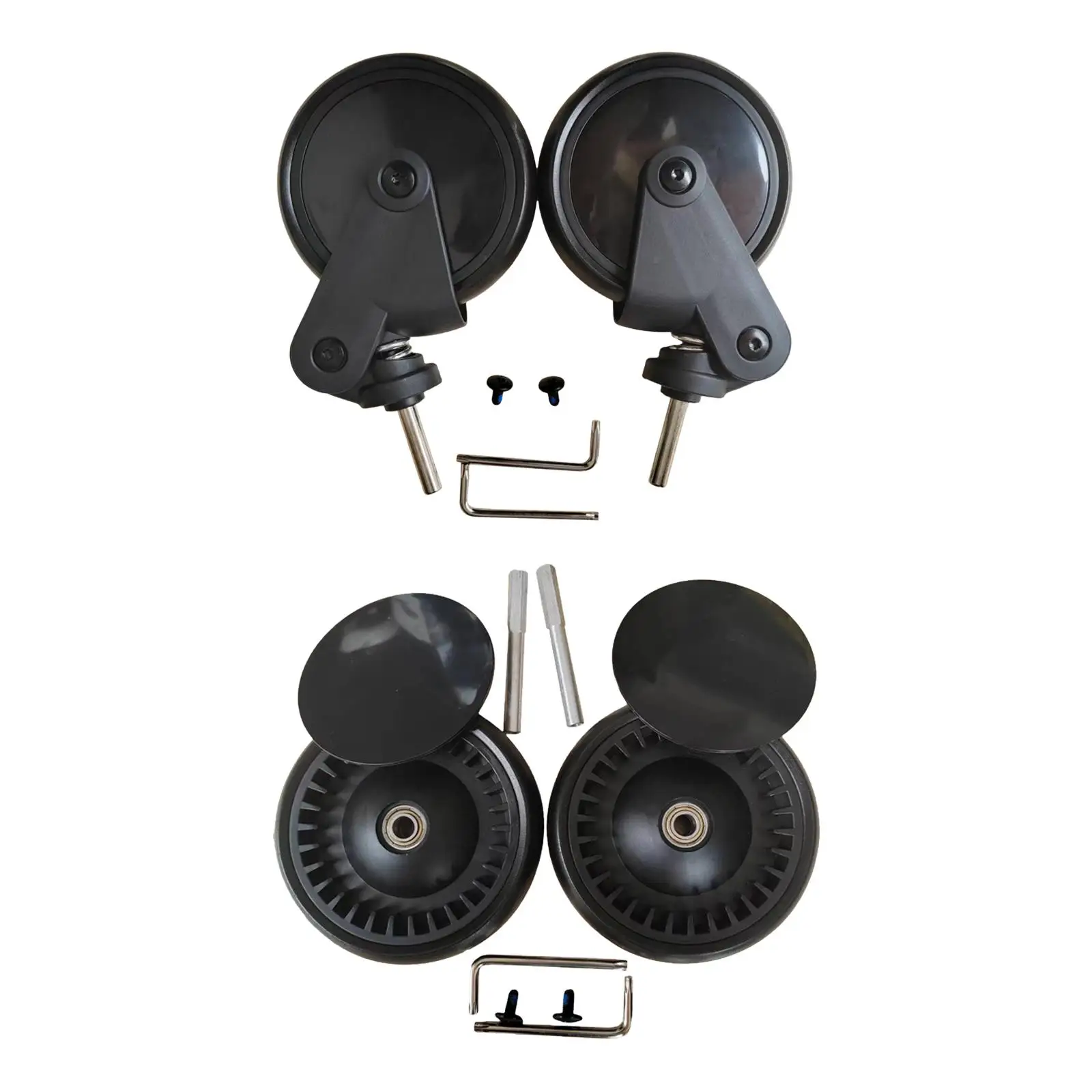 Baby Stroller Wheel Tire Wear Resistant Rubber Pratical Infant Carriage with Wrench, Screws Replace Wheels Accessories Pushchair