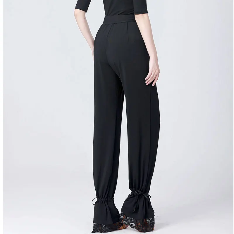 Dance Pants Elastic Waist Latin Dance Practice Pants Shrinking Lace Trousers Ballroom Dance Ladies Pants Women Clothing