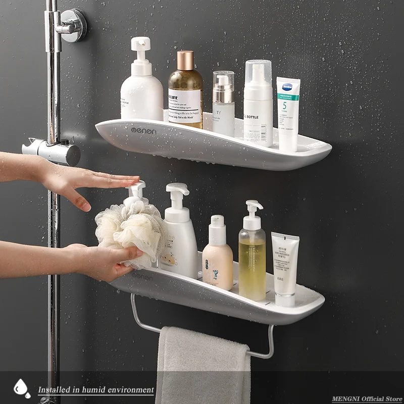 Bathroom Shelf Storage Rack Holder Wall Mounted Shampoo Spices Shower Organizer Bathroom Accessories with Towel Bar 2