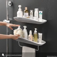 Bathroom Shelf Storage Rack Holder Wall Mounted Shampoo Spices Shower Organizer Bathroom Accessories with Towel Bar 2
