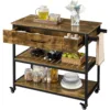40 Inch Mobile Kitchen Island Cart on Wheels for Home Kitchen, 40 Inch Rolling Utility Trolley Cart,, Rustic Brown 1