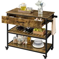 40 Inch Mobile Kitchen Island Cart on Wheels for Home Kitchen, 40 Inch Rolling Utility Trolley Cart,, Rustic Brown 1