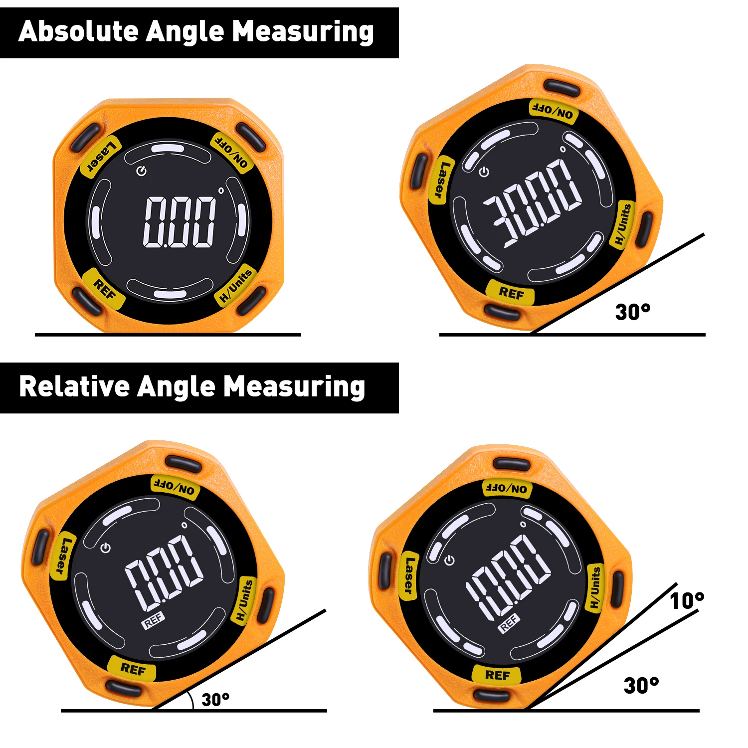 RZ Laser Angle Finder Digital Inclinometer 3-in-1 Line Protractor 4X90 Degree Angle Gauge Level With Laser Horizontal Vertical 3