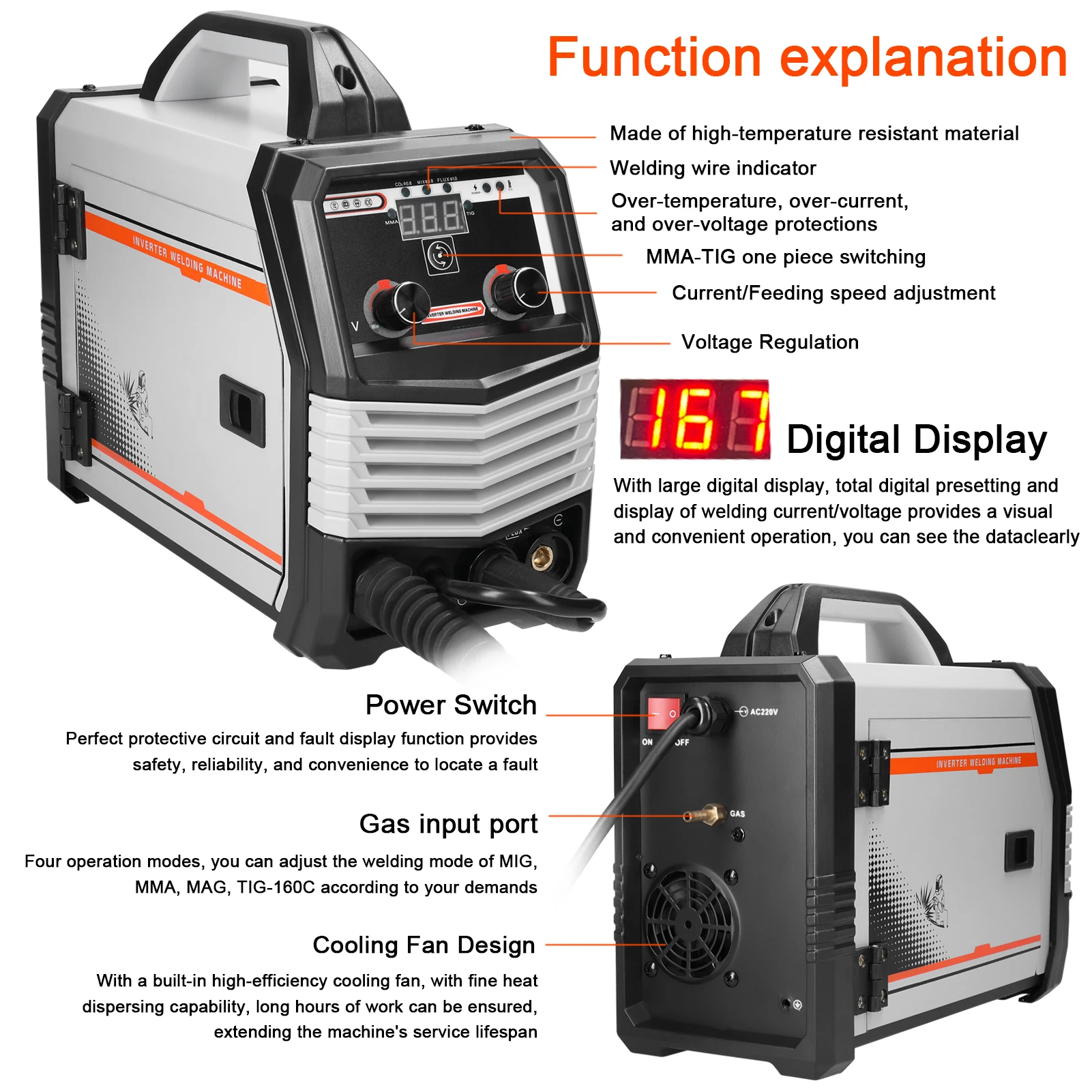 4in1 MIG MMA MAG TIG-160C Inverter Welders Multipurpose Portable Electric Welding Machine Intelligent Welders welding welders