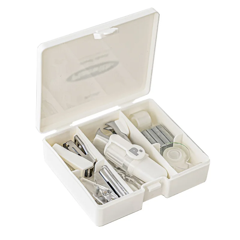 귀여운 선물 스테이플러 세트, 노란색 및 검은 색 어린이 참신한 수공예 도구 세트, 작은 가정 사무실 문구, 어린이 여행 가방, 1 개