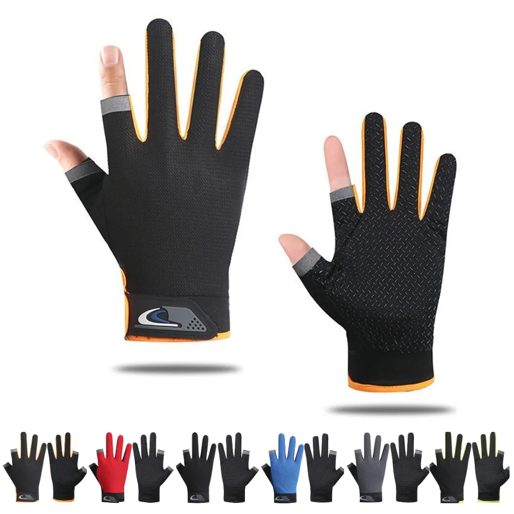 1 Pair Winter Fishing Gloves 2 Cut Fingers Fingerless Gloves Men Women Breathable Anti-slip Fishing Wear for Pesca Fitness fingerless gloves fishing gloves