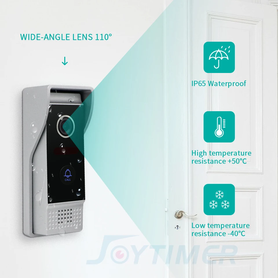 Joytimer 4-Wired Video Door Phone call panel 1200TVL Outdoor Door Bell IP65 Waterproof 110&deg; Wide View Angle Lens IR Night Vision