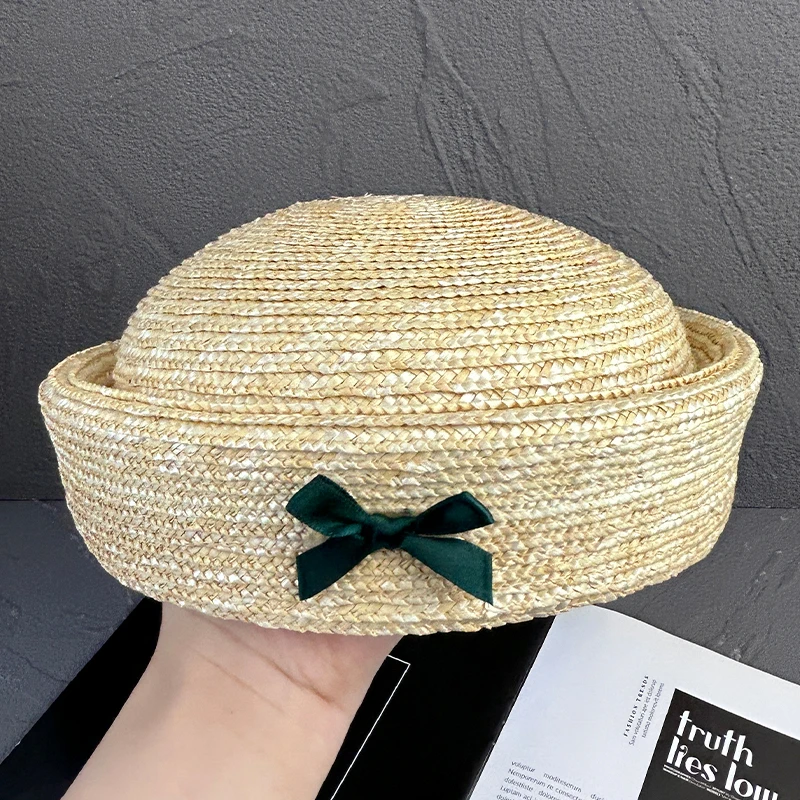Vintage Straw Hat‎ Pale Yellow/Wheat Felt Bow Woven il_1080xN.6911580426_5e9b.jpg main image 2