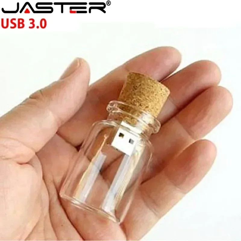 Pen Drive Usb 3.0 Garrafa de Vidro com Logo Pen Drive 4g 8g 16gb 32gb 64gb 128g de Alta Velocidade para Fotografia Presente Disco em u - Imagem 4