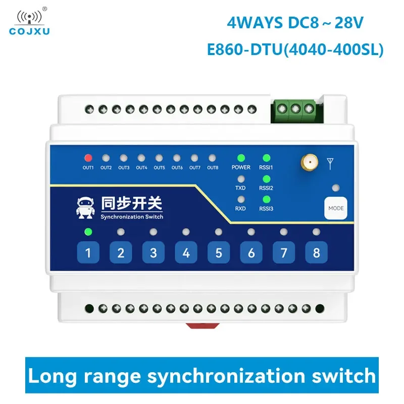 

Lora 433Mhz RS485 4 WAY Wireless Remote Synchronized Switch DC8-28V COJXU E860-DTU(4040-400SL) 10KM 4 Digital Inputs/Outputs